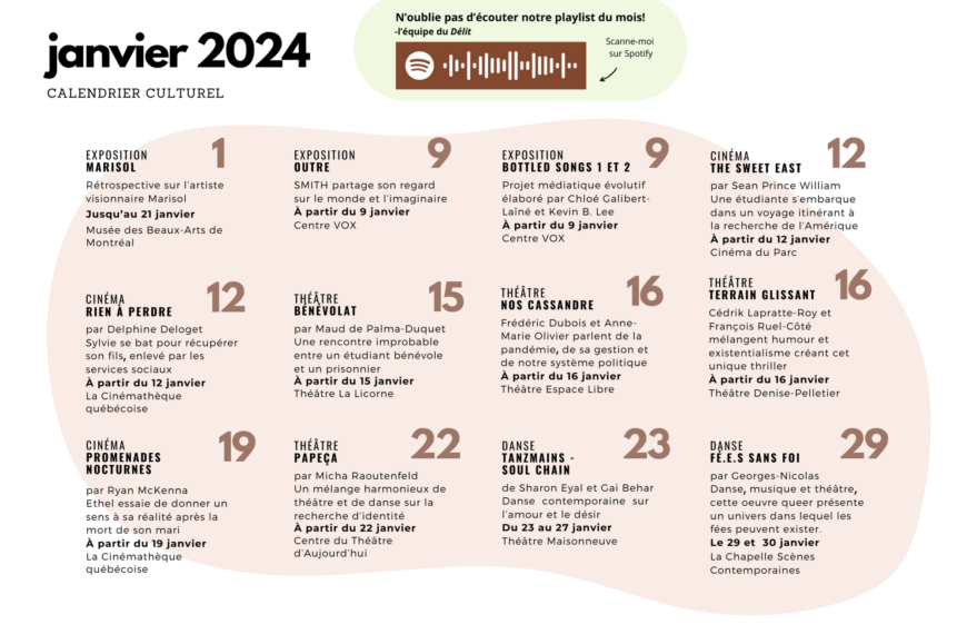 Janvier 2024 : calendrier culturel