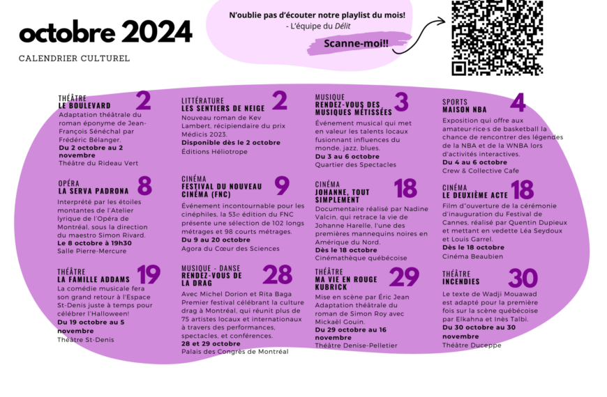 Calendrier culturel – Octobre 2024