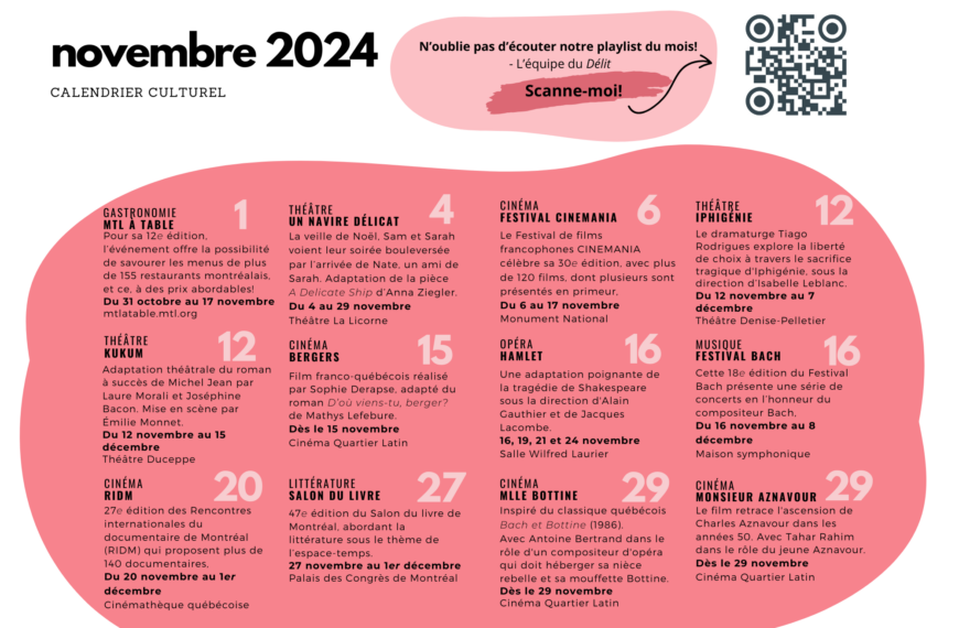 Calendrier culturel – Novembre 2024