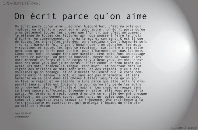 On écrit parce qu’on aime