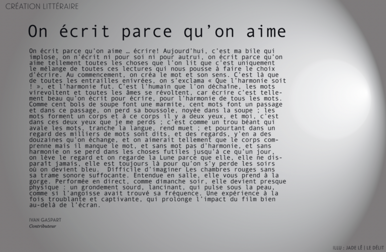On écrit parce qu’on aime